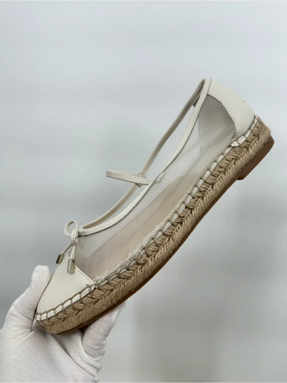 DOLCE VITA Cambre Ballet Flats White Mesh Classic Espadrille